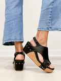 Glitter wedge sandals in silver with an ankle strap and a sparkling upper