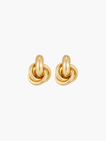 Gold twist knot stud earrings with polished finish