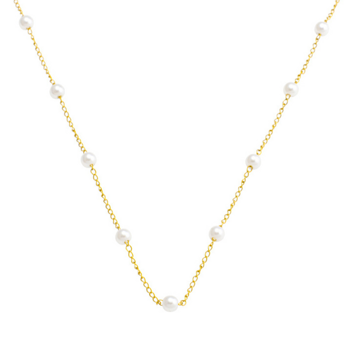 Gold initial letter pendant necklace on fine polished chain