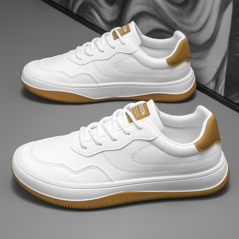 Men's white premium smooth-finish trainers with a clean low-profile silhouette and refined upper
