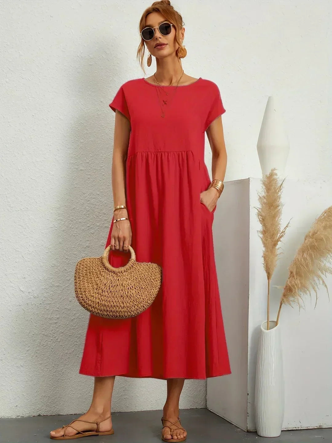 GABRIELA™ | Fluid Midi Dress of Timeless Elegance