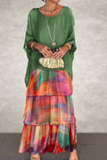 Hazel | Lightweight Dress in Green Orange