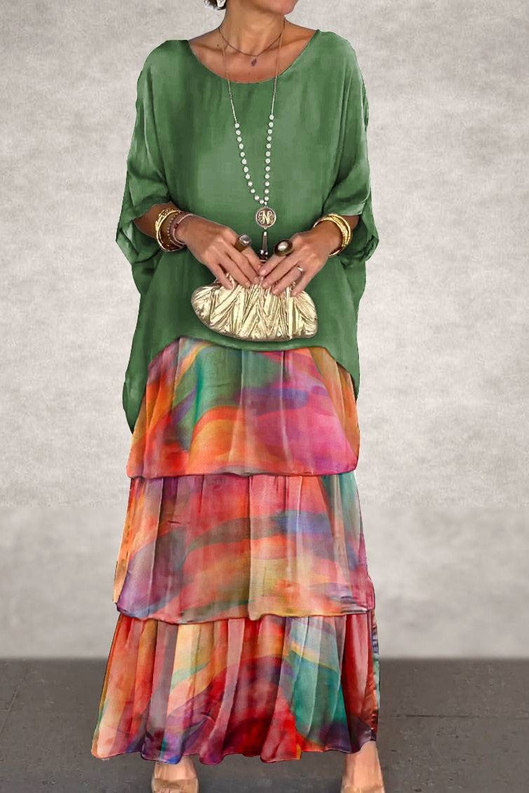 Hazel | Lightweight Dress in Green Orange