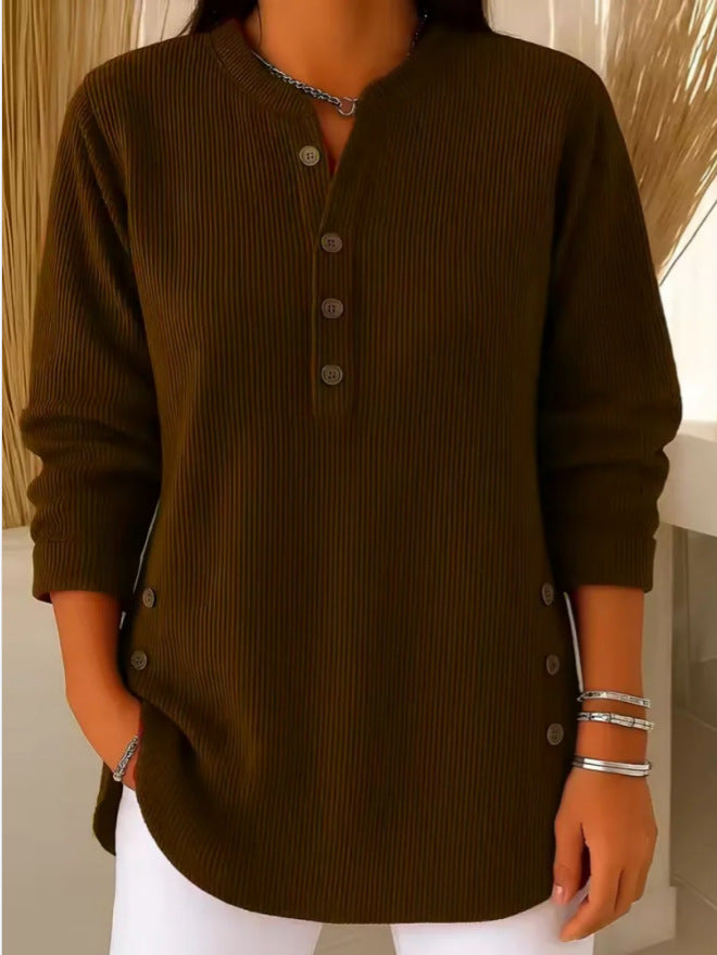 Textured button-front blouse in pink with a relaxed fit and refined finish