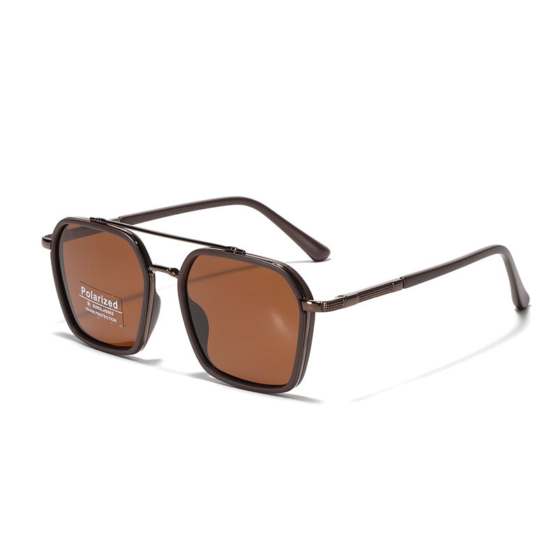 Geometric frame sunglasses in matte black with UV protection lenses