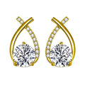 A pair of simple gold drop earrings with a clean, classic silhouette