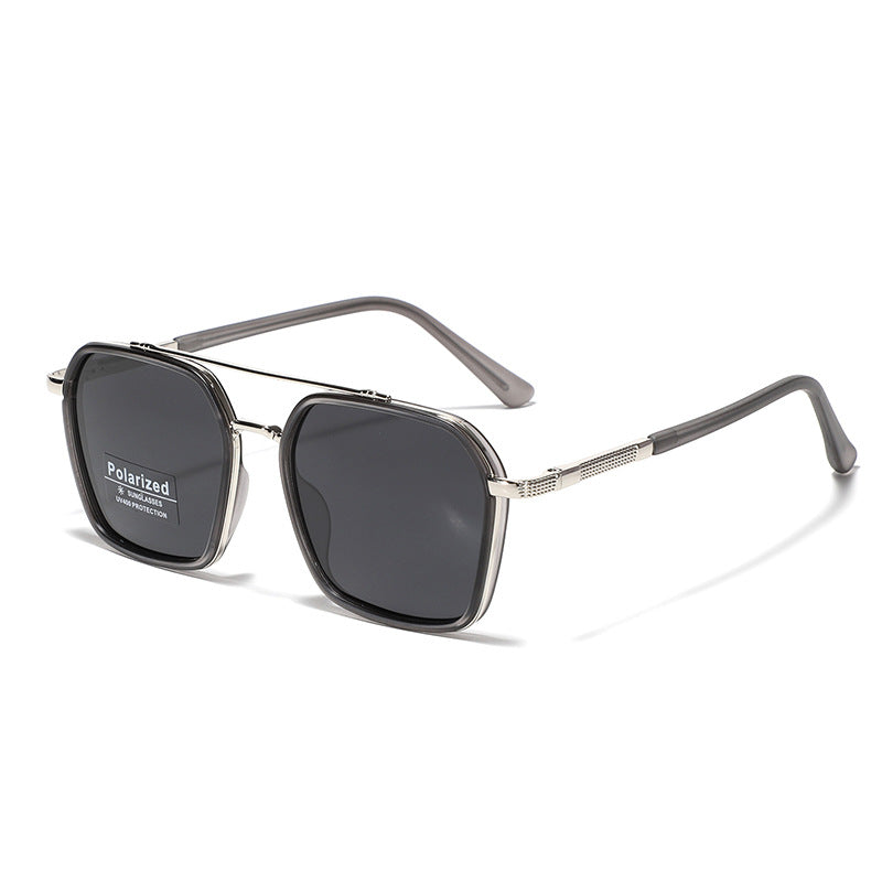 Geometric frame sunglasses in matte black with UV protection lenses