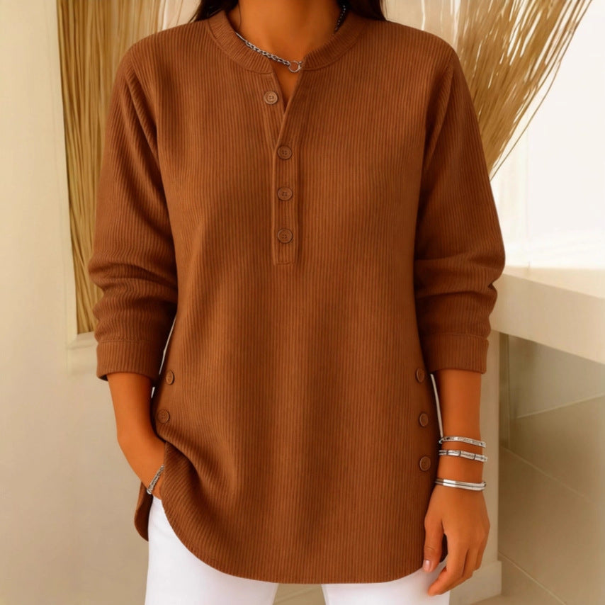 Textured button-front blouse in pink with a relaxed fit and refined finish