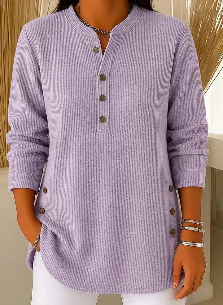 Textured button-front blouse in pink with a relaxed fit and refined finish
