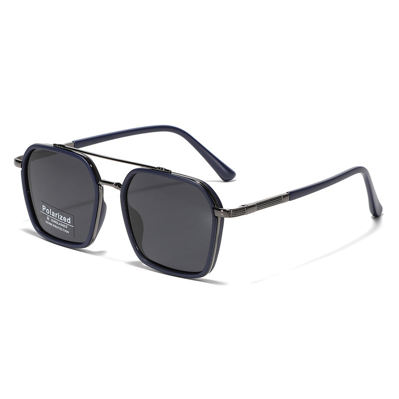 Geometric frame sunglasses in matte black with UV protection lenses