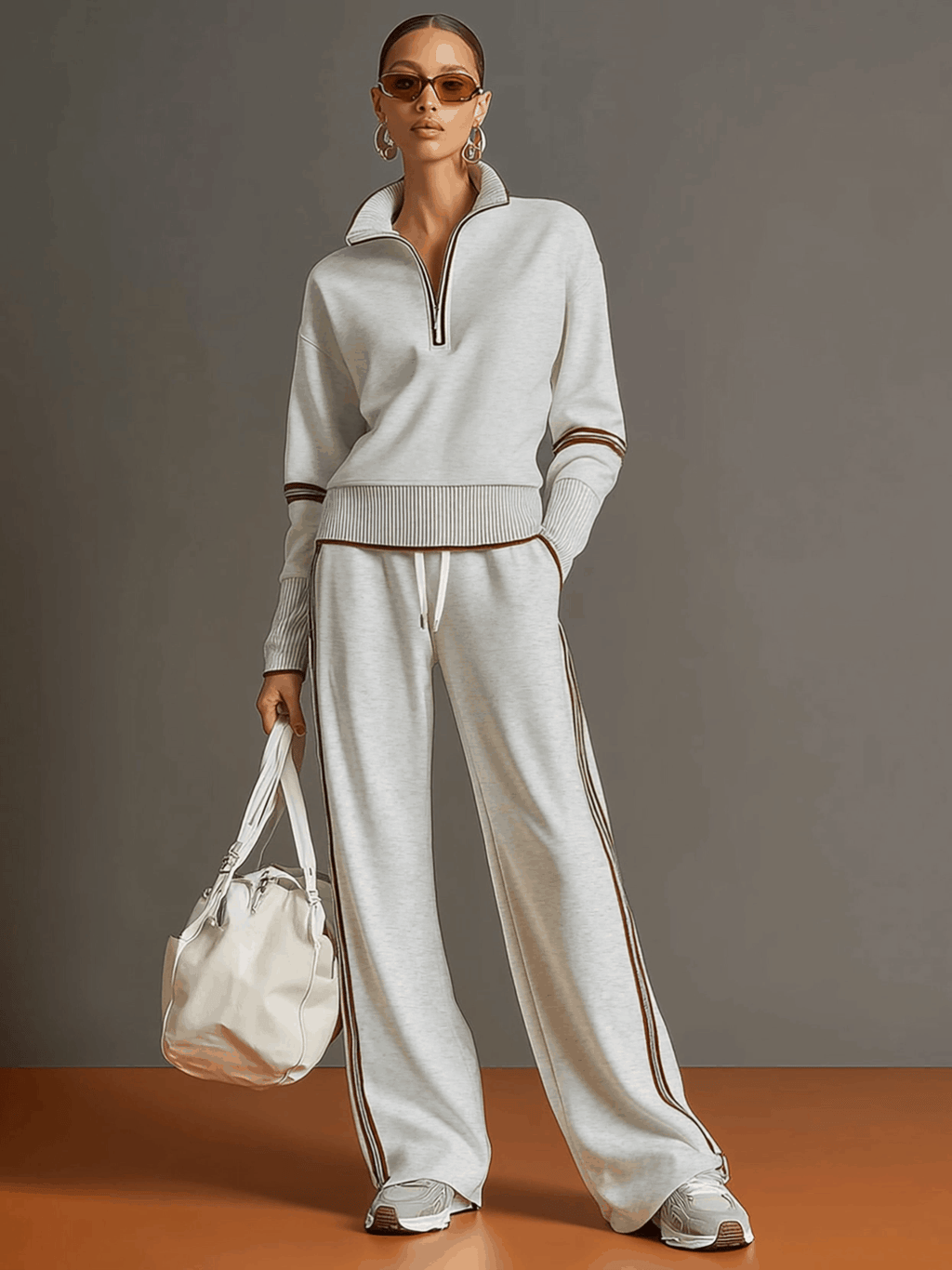 PRISCILLA™ | Elegant Sporty Set with Half-Zip Sweatshirt