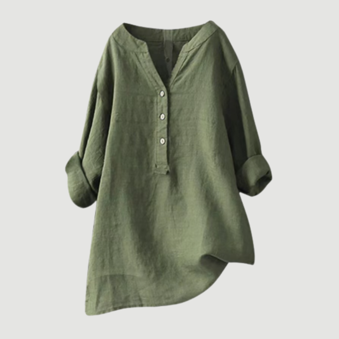 Green lightweight women's tunic top with a relaxed, airy cut
