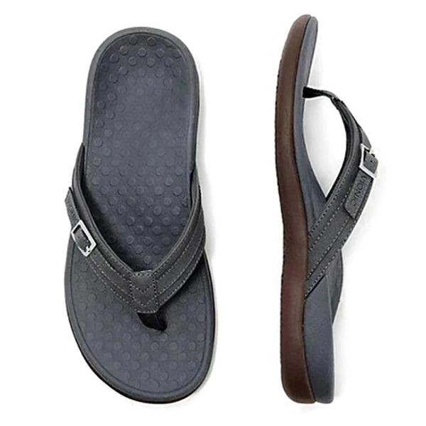 Ergonomic toe-post flip-flop sandals in blue, yellow, black, navy and magenta