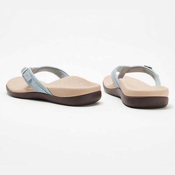 Ergonomic toe-post flip-flop sandals in blue, yellow, black, navy and magenta