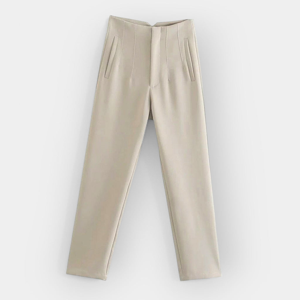 Women's elegant daytime trousers in cream with a smooth, fluid silhouette