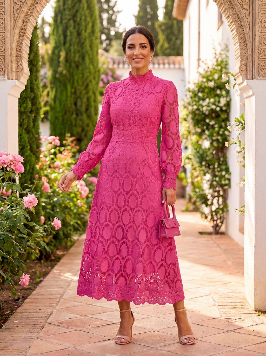 CLAIRE | Elegant Lace Maxi Dress with Long Sleeves