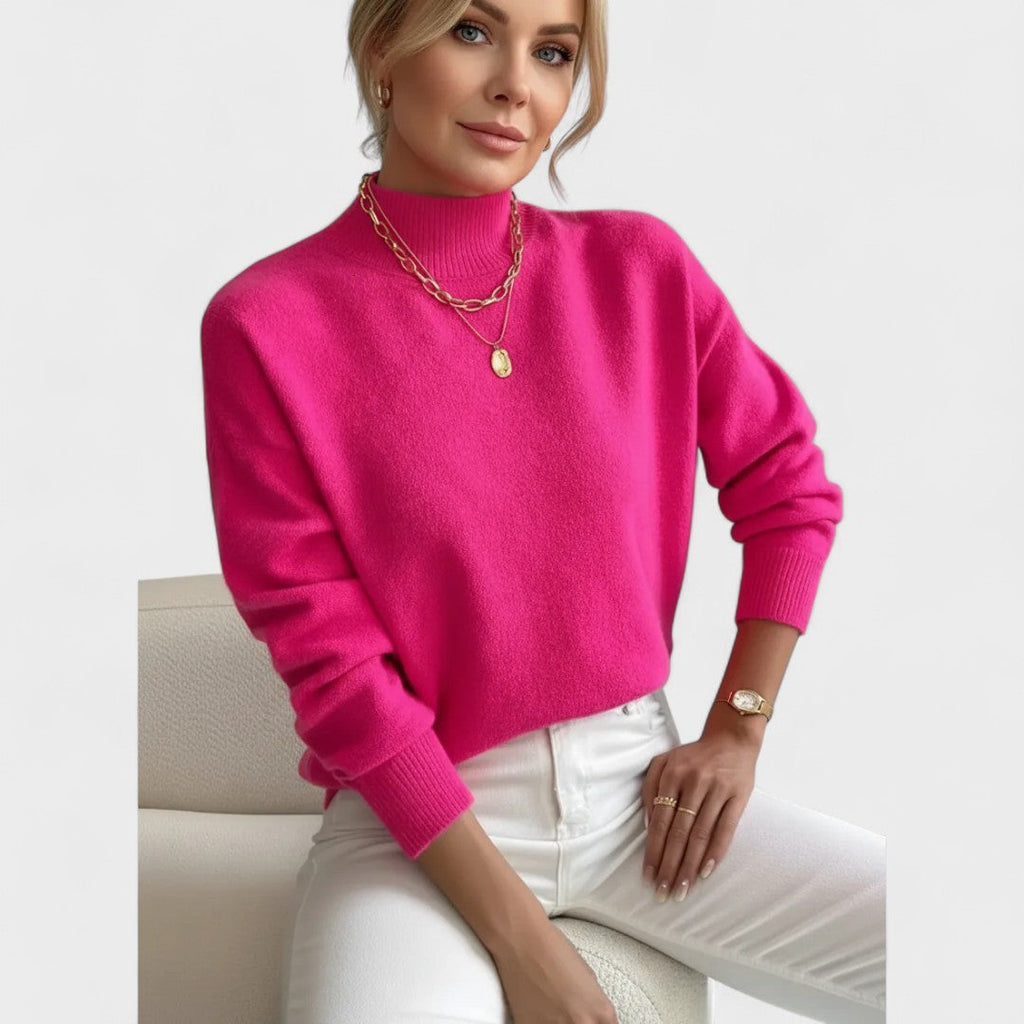 Soft roll-neck jumper in a close, elegant fit available in white, black and pastel shades