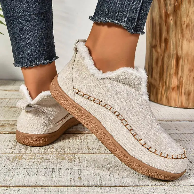 Cosy ankle boot slippers with warm lining in beige, brown, black and grey