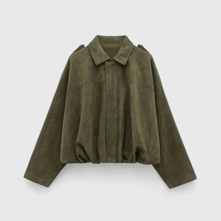 A woman wearing a classic versatile jacket, styled for a smart-casual day out.