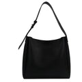 Elegant structured tote bag in black with clean minimalist lines and comfortable shoulder strap