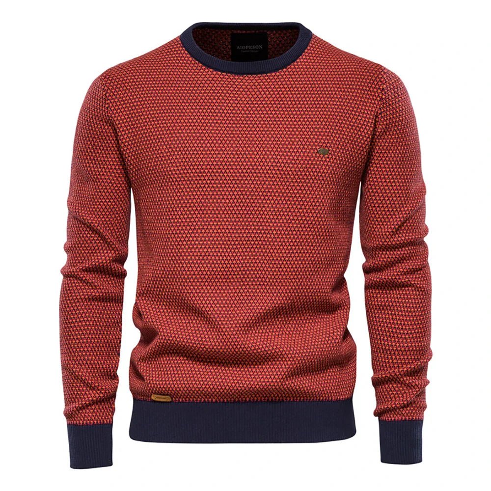 Men's diamond-pattern jumper in black with embroidered detailing and a clean regular fit