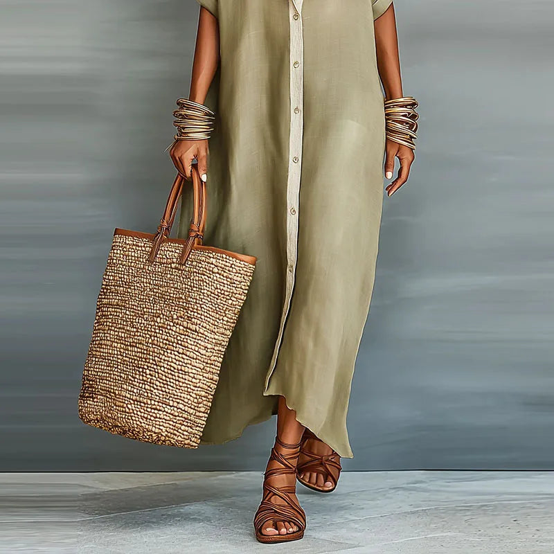 Anastasia™ | European Long button-up Shirt Dress