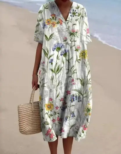 Jenny -  Vintage Floral Casual Flowing Dress