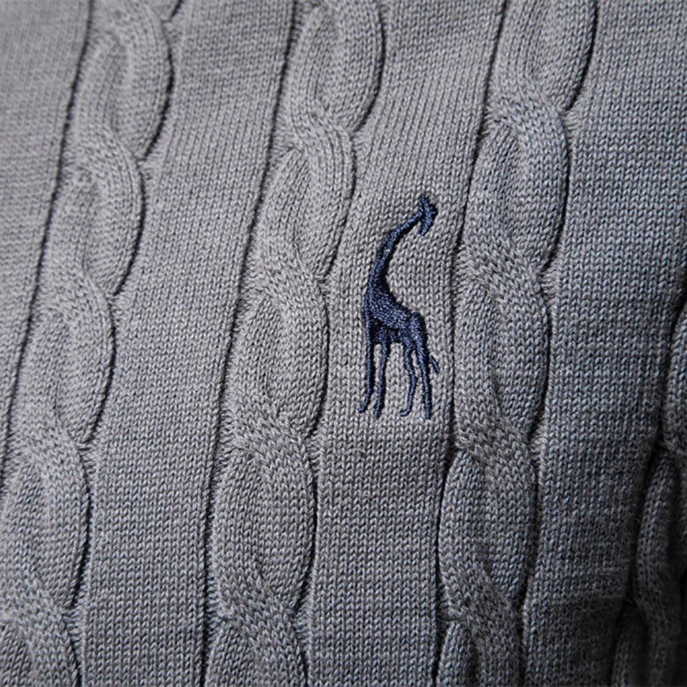 Men's cable-knit jumper in navy blue with a fine textured pattern and modern regular fit