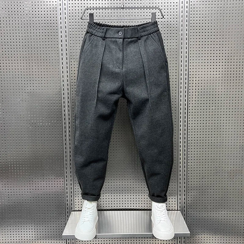 Men's classic pleated dress trousers in grey with a clean tailored silhouette