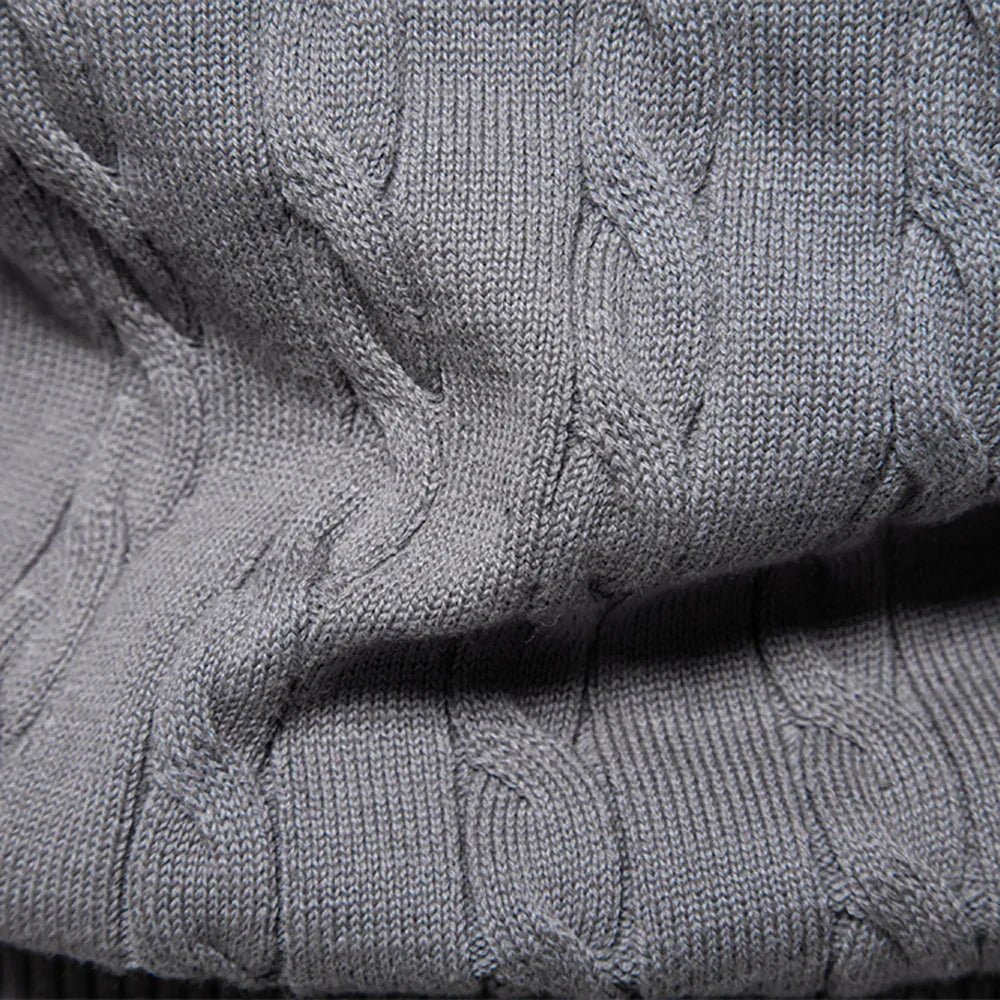 Men's cable-knit jumper in navy blue with a fine textured pattern and modern regular fit
