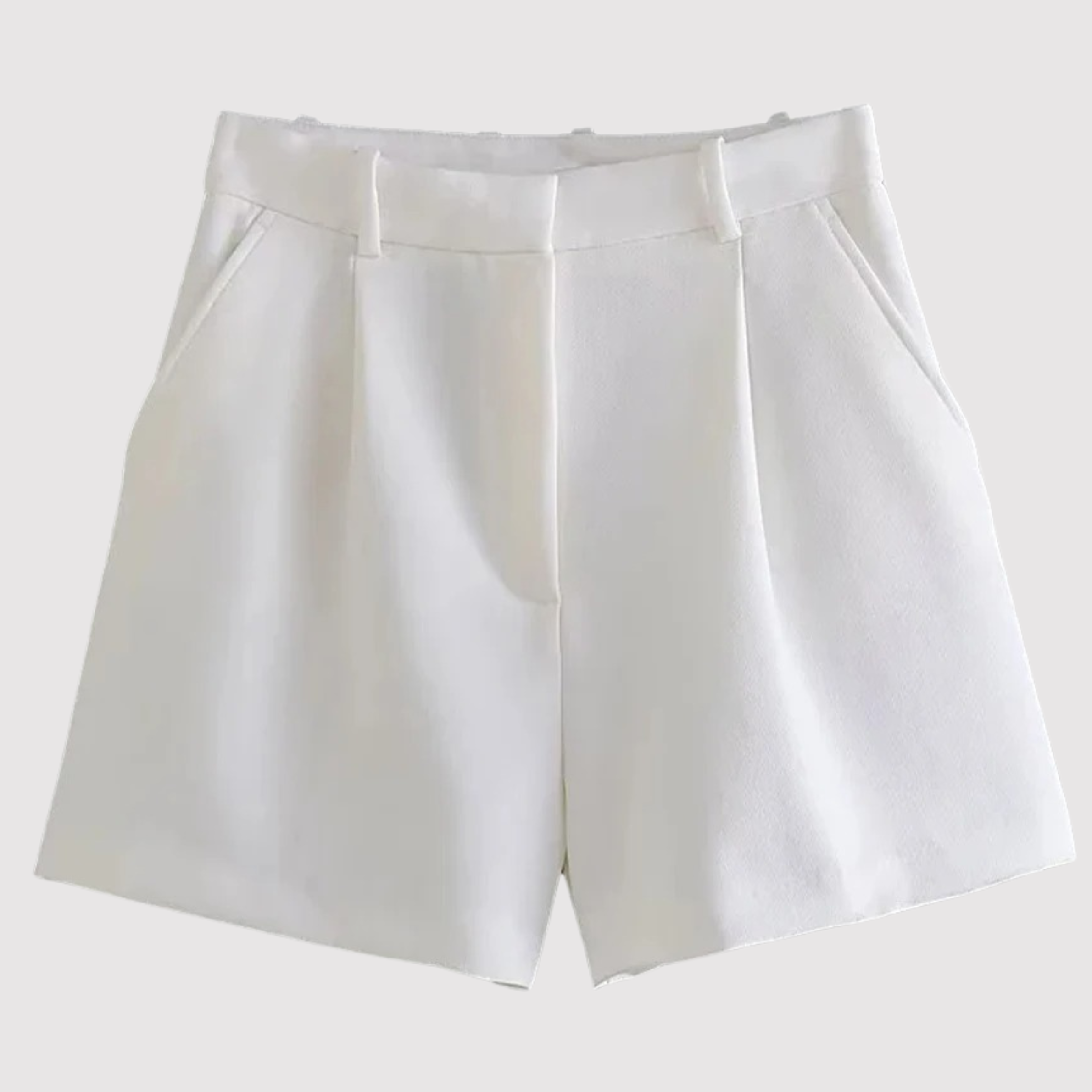 High-waist women's shorts with elasticated waistband in pink and khaki