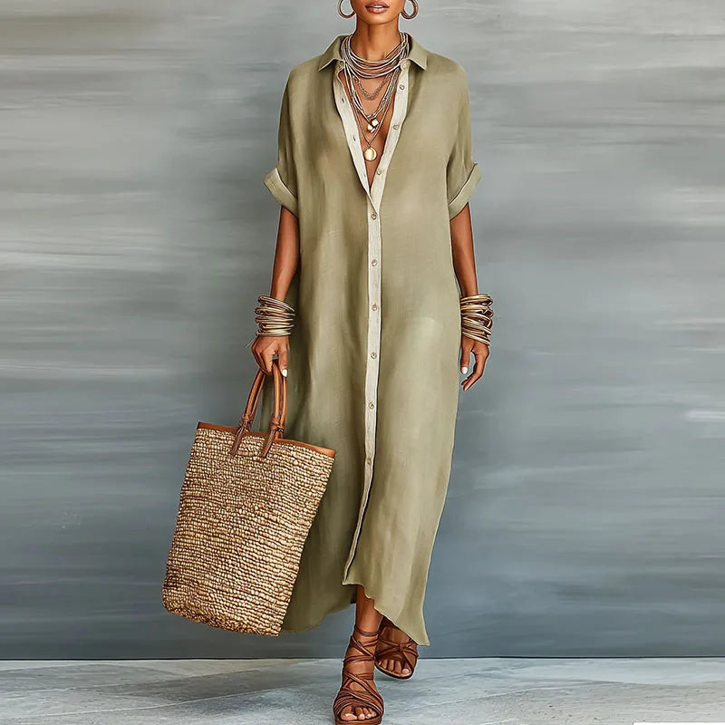 Anastasia™ | European Long button-up Shirt Dress
