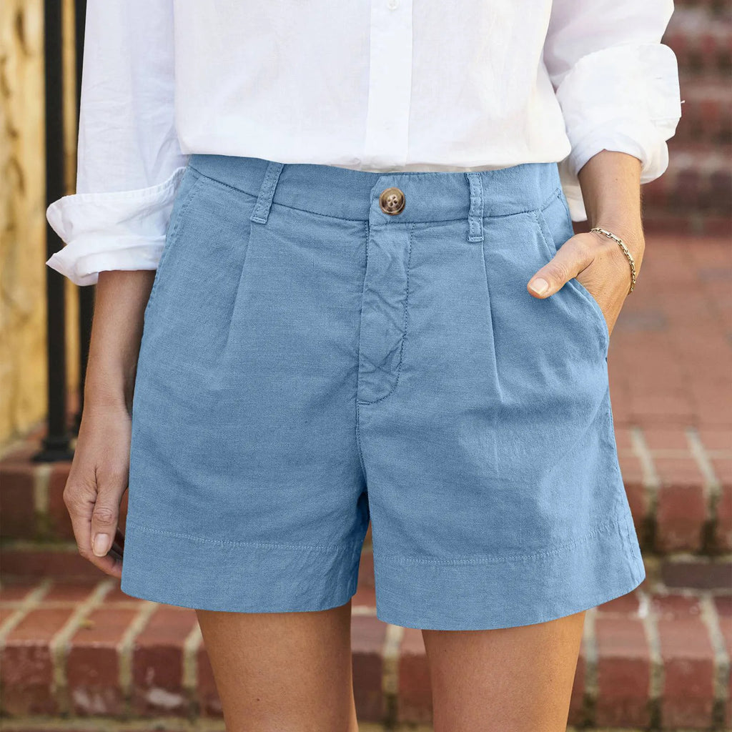High-waist women's classic shorts in bold summer colours