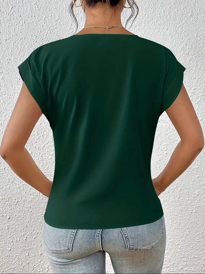 Navy V-neck everyday top with a soft, flattering and relaxed silhouette