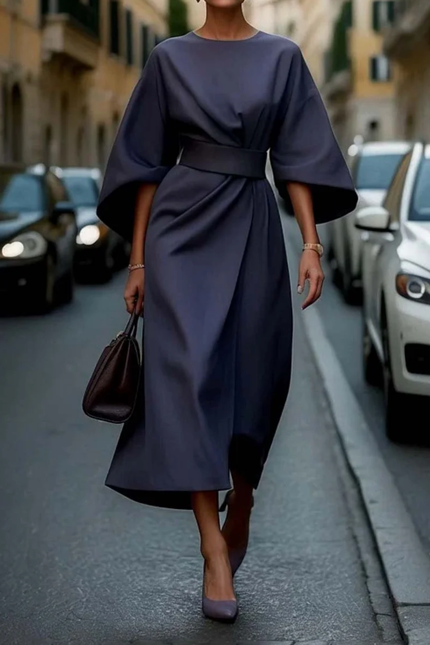 MATZLIAH™ | Elegant Lantern Sleeve Dress