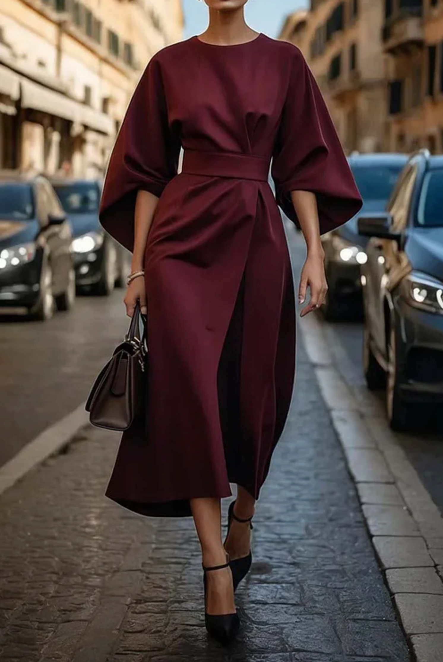 MATZLIAH™ | Elegant Lantern Sleeve Dress