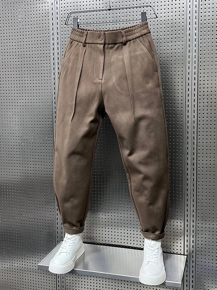 Men's classic pleated dress trousers in grey with a clean tailored silhouette