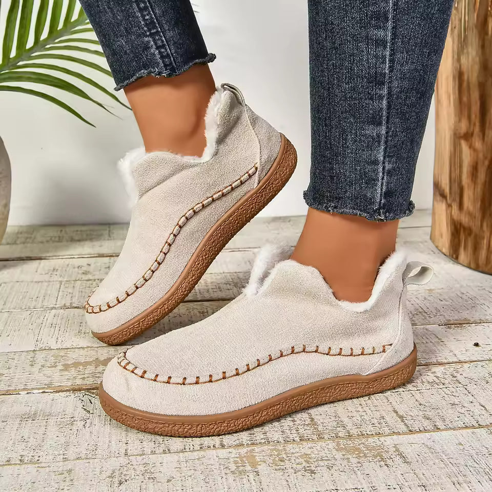 Cosy ankle boot slippers with warm lining in beige, brown, black and grey