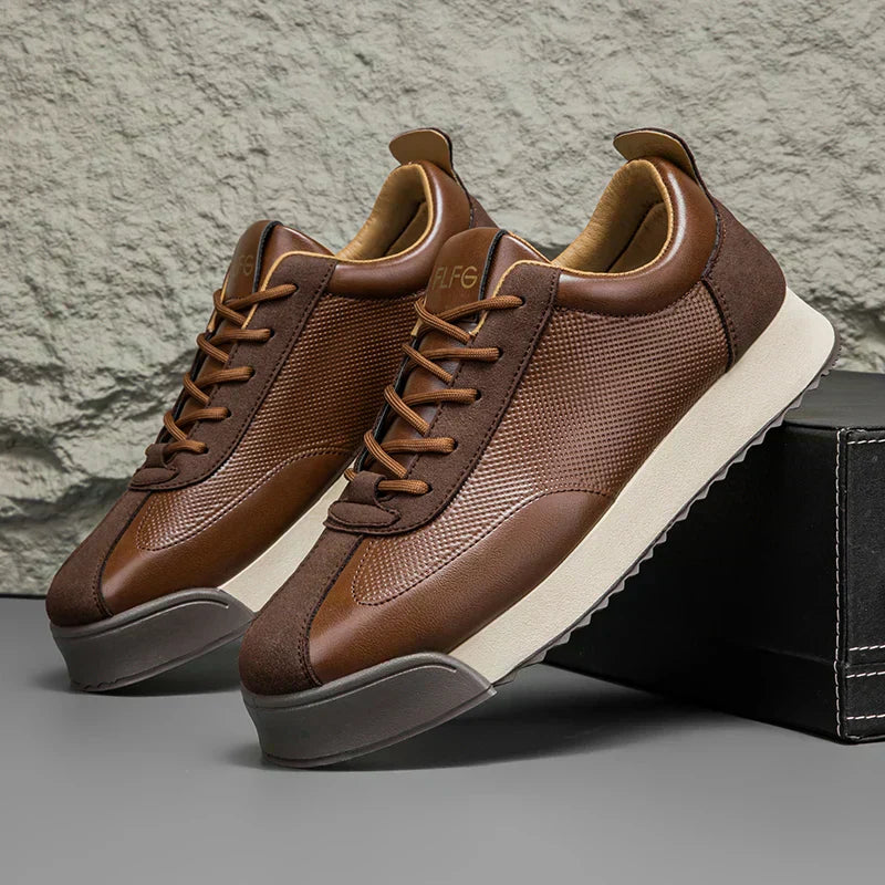 Men's brown elegant lace-up boots with a smooth refined upper and cushioned sole