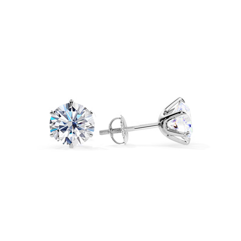 A pair of handcrafted sterling silver stud earrings with a curved, polished minimalist design