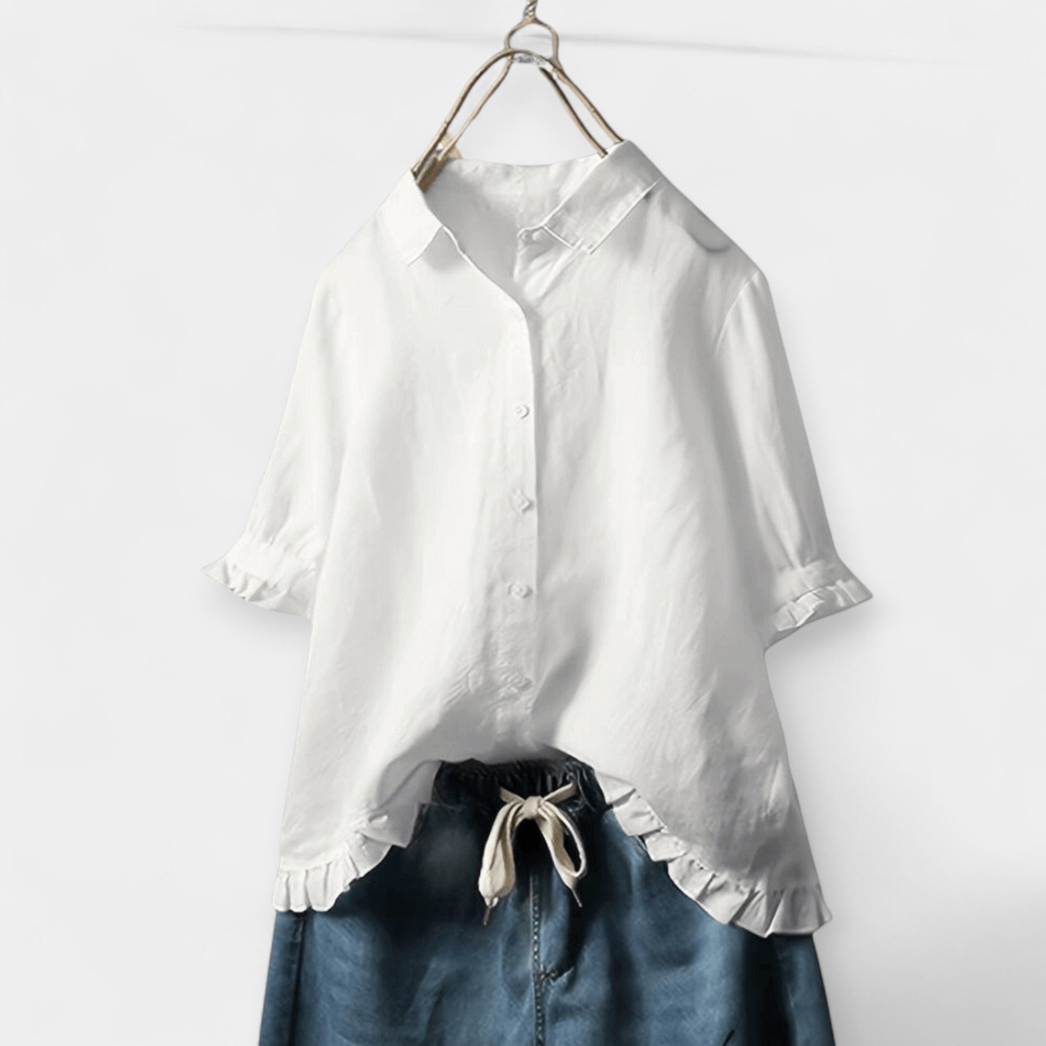 Classic deep blue summer shirt with a clean tailored line and timeless elegant design