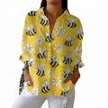 Multicolour women's blouse with cheerful bee and flower print