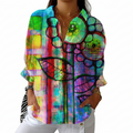 Multicolour women's blouse with an artistic vibrant floral print