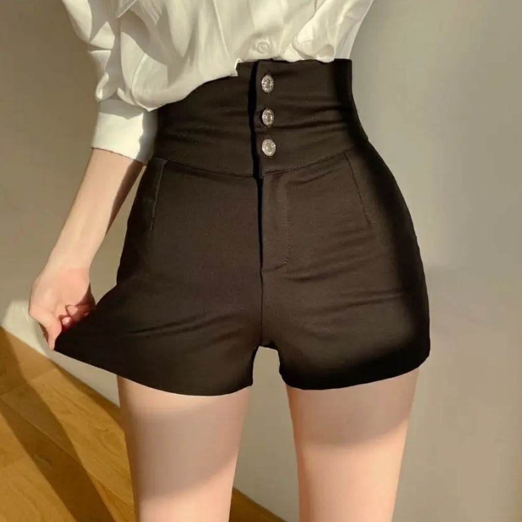 Women's high-waist shorts in crisp white with a clean, flattering silhouette