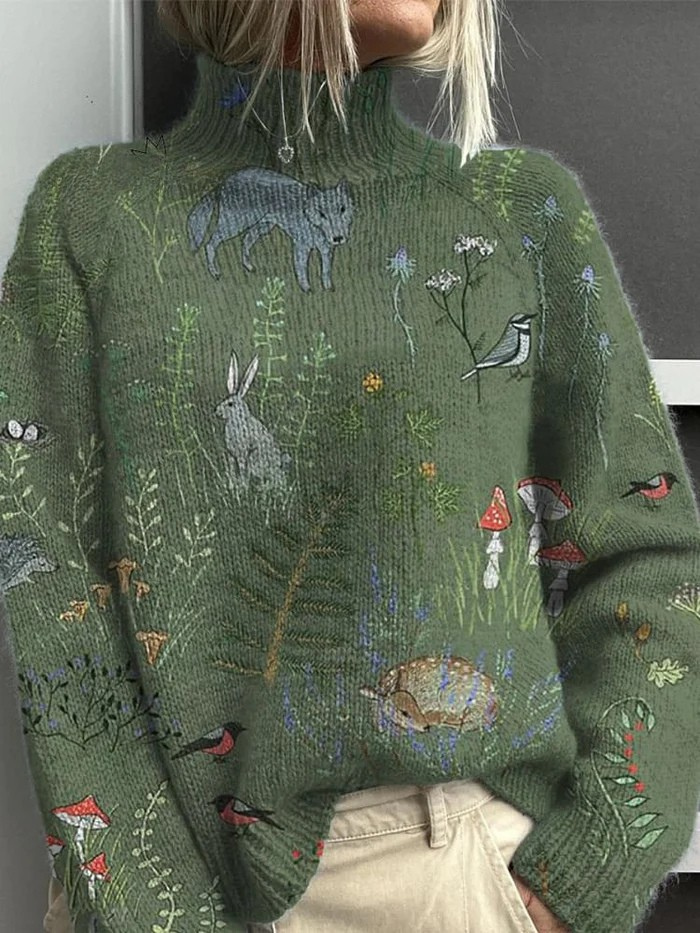 A woman in a soft blue ribbed jumper, relaxed and warm, styled with jeans.