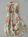 Liorae™ | Vintage rose dress with A-line cut and rose-tinted fabric