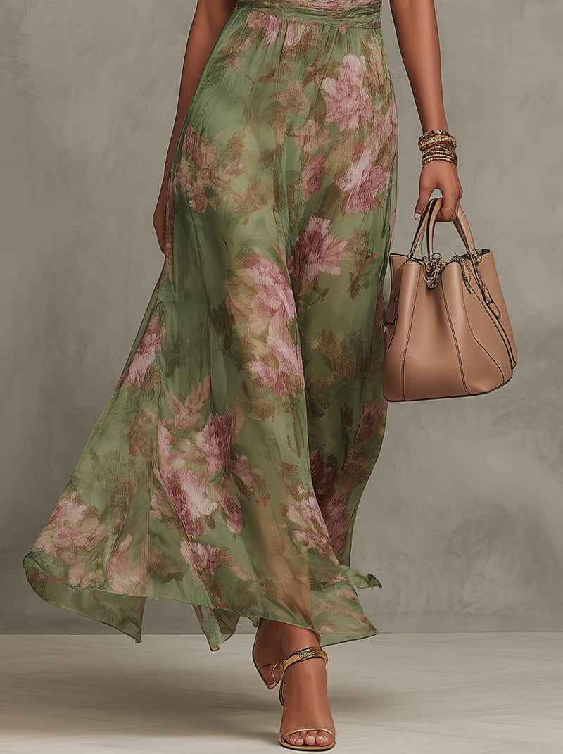Élise Floral Elegance: Long Dress with Sparkling Details