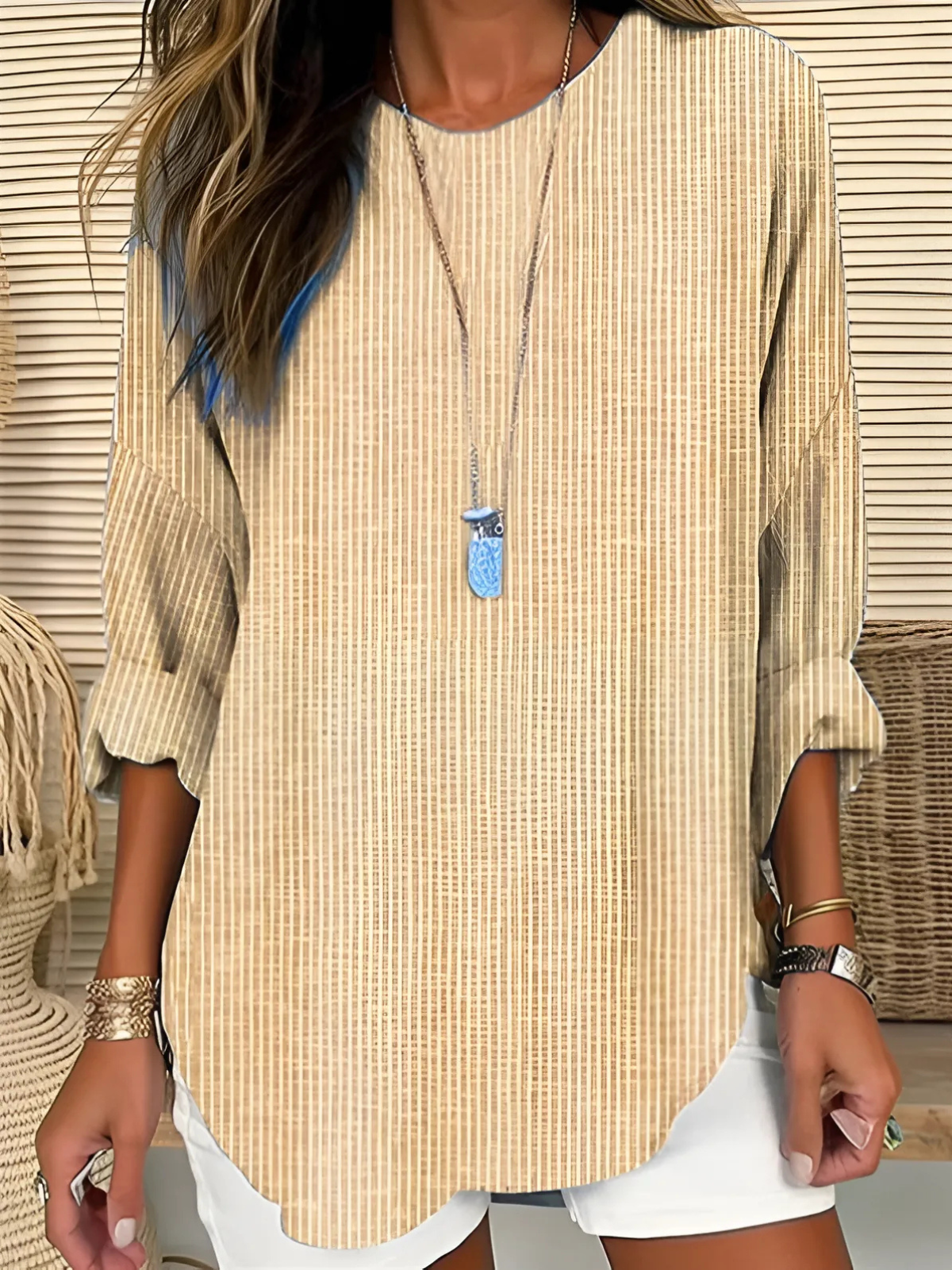 Airy vertical-stripe blouse in a relaxed, floaty cut suitable for everyday wear