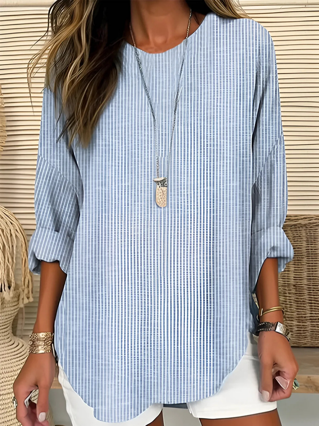 Airy vertical-stripe blouse in a relaxed, floaty cut suitable for everyday wear