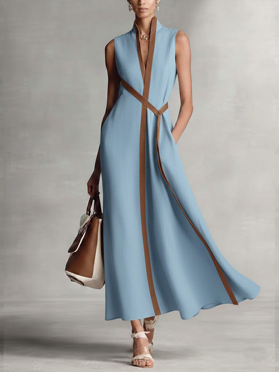 Structured dress with contrast detailing in white, also available in blue, navy, yellow and burgundy
